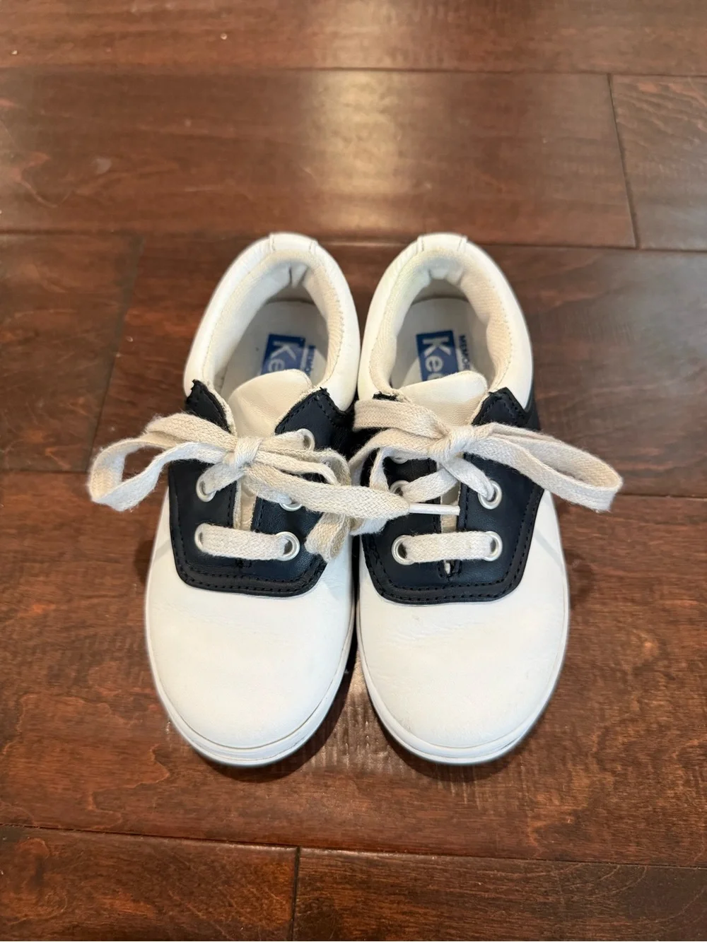 Keds White and Navy Low-Top Kids Sneakers
